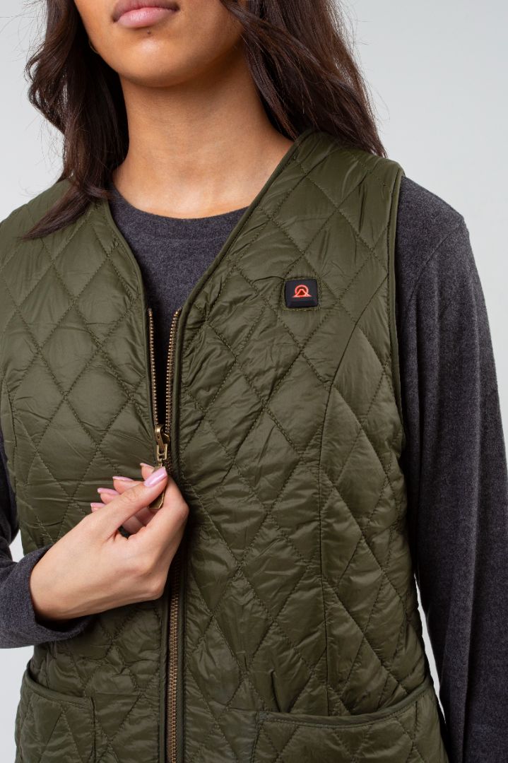 Women's Reversible Thor Gilet - Green - Vesuvius 